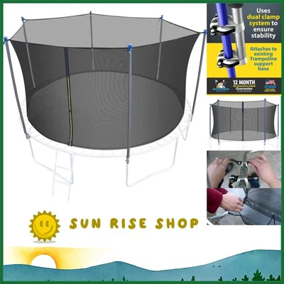 Trampolín exterior de 12 pies con red de recinto de seguridad y escalera Foto 1 de 4