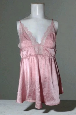 Victoria's Secret Muñeca Bebé Satén Camisola Top Talla M Encaje Coqueta Lados Abiertos Foto 1 de 4