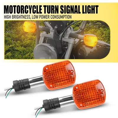 2x Amber Chrome LED Front Rear Turn Motorcycle Signal Blinker Indicator Lights - Image 1 of 4
