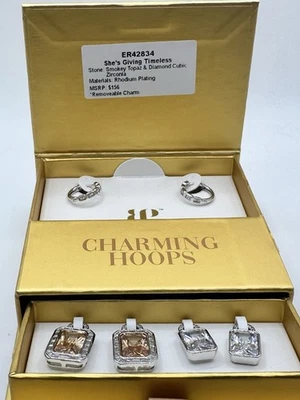 Aros con encanto para fiesta bomba ER42834 ella está dando topacio ahumado atemporal diamante circonita cúbica Foto 1 de 3