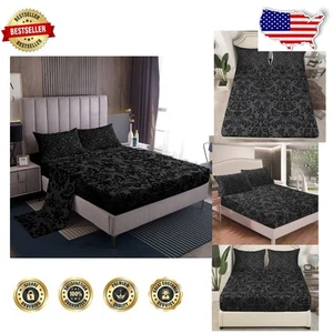 Luxurious Twin Damask Floral Sheet Set - 400 Thread Count Microfiber - Picture 1 of 7