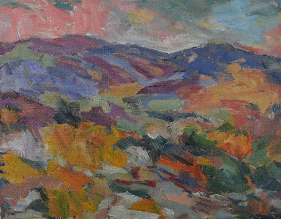 Искусство оригинал картина маслом RM Mortensen «Горная местность» горы абстрактное небо - Изображение 1 из 1