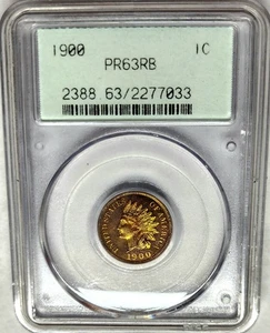 Choice 1900 Indian Head Cent 1C PCGS PR63 RB OGH Proof Indian Head Cent - Picture 1 of 4