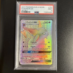 Pokemon TCG Sun And Moon Espeon GX Rainbow Secret Rare 152/149 PSA 9 Mint - Picture 1 of 2