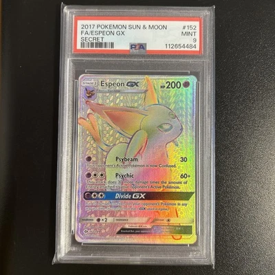 Pokemon TCG Sun And Moon Espeon GX Rainbow Secret Rare 152/149 PSA 9 Mint - Image 1 of 2