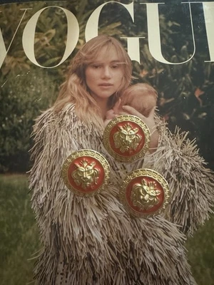 Authentische Versace Medusa Löwenkopf Emaille Knöpfe x 3 rot. - Bild 1 von 4