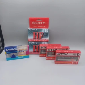 Sony-TDK-Memorex Hi Fi Sesgo Normal 60 Min Cinta de Cassette de Audio en Blanco -Nuevo Sellado - Imagen 1 de 9