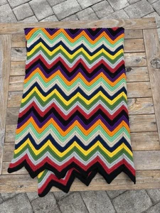 Afghanische Decke Regenbogen Farbe Chevron Streifen 42" x 60' - Bild 1 von 3