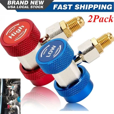 2 Conector Rápido Adaptador Acoplador Auto AC Colector Medidor Bajo/Alto A/C 1/4" Flare Foto 1 de 4