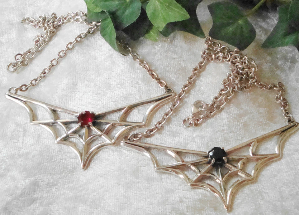 Ragnatela Collier 925 Argento Collana Massiccio Ragno Rete Zirconia - Immagine 1 di 3