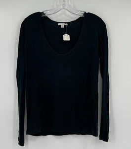 James Perse Womens Blue Scoop Long Sleeve Top Sz 2/M - Picture 1 of 4