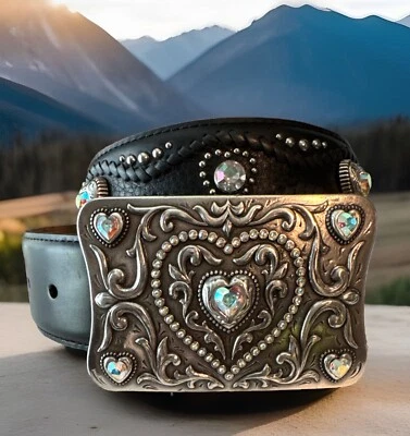 Cinturón Justin Queen of Hearts Cuero Negro Talla 30 C20633 Nuevo con Etiquetas Lista $96 Foto 1 de 4