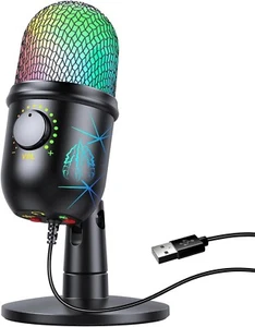 Gaming Microphone USB PC Mic for Streaming Podcasts Recording Condenser - Picture 1 of 8