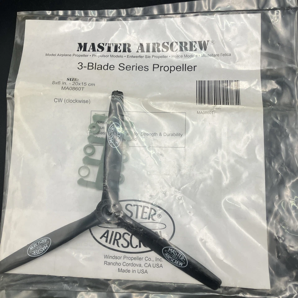 Master Airscrew/windsor Propeller 3 Blade Prop  8 x 6 MA0860T NIP - Image 1 of 4