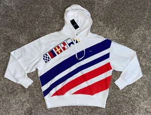 Lauren Ralph Lauren French Terry Hoodie Womens Medium Flags and Stripes NEW - Picture 1 of 18