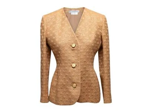 Vintage Gold Givenchy Couture Jacquard Blazer Size FR 38 - Picture 1 of 7