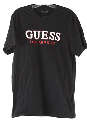 Guess Men's Large Black Terry Logo Short Sleeve T-Shirt Pre-owned - Image 1 of 4