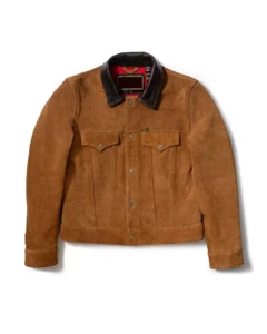 Men's Brown Suede Classic Trucker Lonestar Biker Leather Jacket - Picture 1 of 4