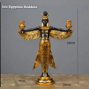 Egyptian Goddess Isis Candle Holder With Wings Figurine Home Decor Gift - Picture 1 of 3