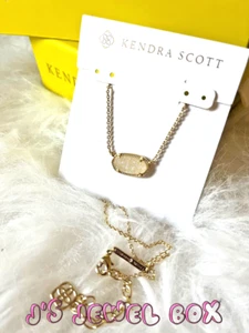 ElisaGold Necklace Pendant White Iridescent Drusy - Picture 1 of 9