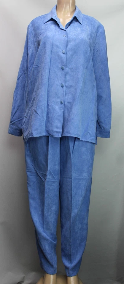 Conjunto de 2 piezas de chaqueta y pantalón Maggie Sweet para mujer imitación gamuza azul talla L Foto 1 de 4