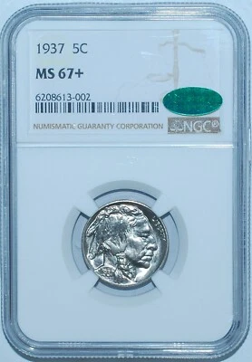 1937 NGC MS67+ CAC Buffalo Nickel - Image 1 of 2