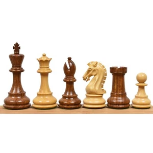3.9" Craftsman Knight Staunton Chess Pieces Only set - Double Weighted Golden Ro - Picture 1 of 12