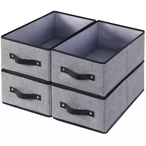 Foldable Clothes Boxes Closet Bin With Handles Fabric Storage Baskets For Drawer - Picture 1 of 7