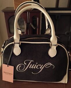 juicy couture Purse bag black White Licorice embroidered NWT