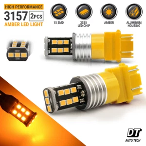 2X 50W 3157 LED Amber Yellow Turn Signal Parking DRL High Power Light Bulbs - Picture 1 of 8