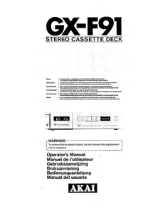 Akai GX-F91 Cassette Deck Owners Instruction Manual - Picture 1 of 1