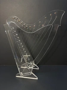 VINTAGE 70's LUCITE HARP SCULPTURE ~ 18" - Picture 1 of 16