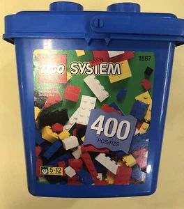 LEGO # 1867 System Medium Bulk Blue Bucket  With Lid 800 Building pieces 1997 - Picture 1 of 8