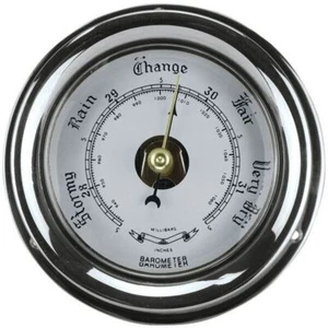 Marine Barometer, Polished Chromed Brass 80mm Face, Ship's Barometer - Bild 1 von 2