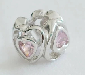 Reflection CHARM Bead Pink Heart Sterling Silver Vtg Pendant RL Italy 925 - Picture 1 of 9