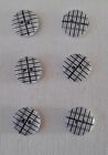6 BLACK & WHITE CHECK 2 HOLE WOODEN BUTTONS - 15mm IN DIAMETER 