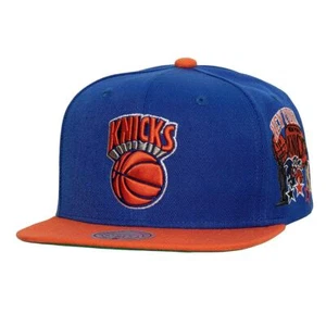 MENS MITCHELL & NESS NBA PATCH OVERLOAD SNAPBACK HWC KNICKS - BLUE-ORANGE - Picture 1 of 3