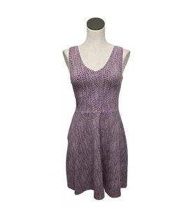 Abito PACT cotone biologico aderente e svasato taglia small jersey maglia viola a pois - Foto 1 di 10