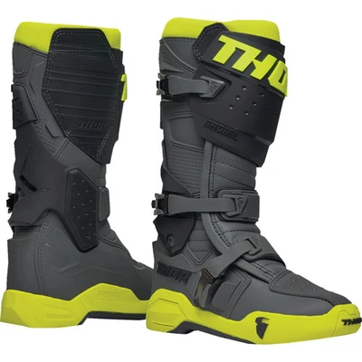 THOR 3410-2749 Radial MX Boots Radial Boots - Gray/Fluorescent Yellow - Size 11 - Image 1 of 3