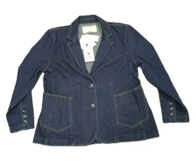 Nuevo Blazer Gloria Vanderbilt Christian Siriano Mujer Denim Dos Botones Talla 18 Foto 1 de 4