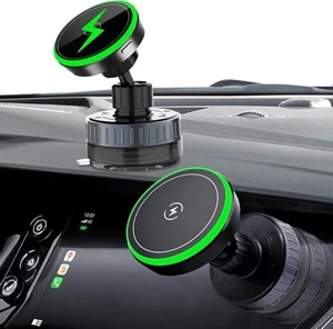 15W Charge Magnetic Car Mount, 360° Rotating Vacuum Suction Phone Holder - Picture 1 of 6