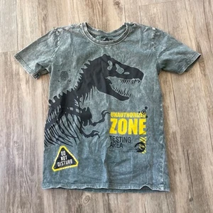 Jurassic World Boy's Tee Size Large Dark Green Washed Pre-owned Organic Cotton - Picture 1 of 6