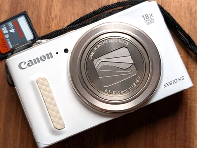 Canon Powershot SX610 HS Compact Digital Camera 18XOptical Zoom 20.2MP White - Image 1 of 4