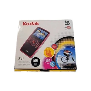 Videocamera tascabile Kodak Zx1 rossa 720p HD resistente alle intemperie YouTube TESTATA - Foto 1 di 13
