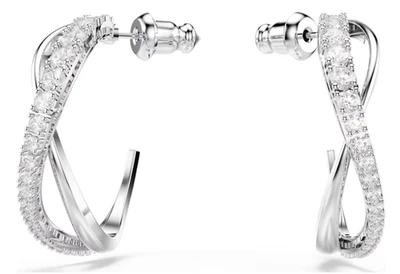 Pendientes de aro Swarovski Hyperbola blancos, chapados en rodio 5563908 PANTALLA Foto 1 de 4