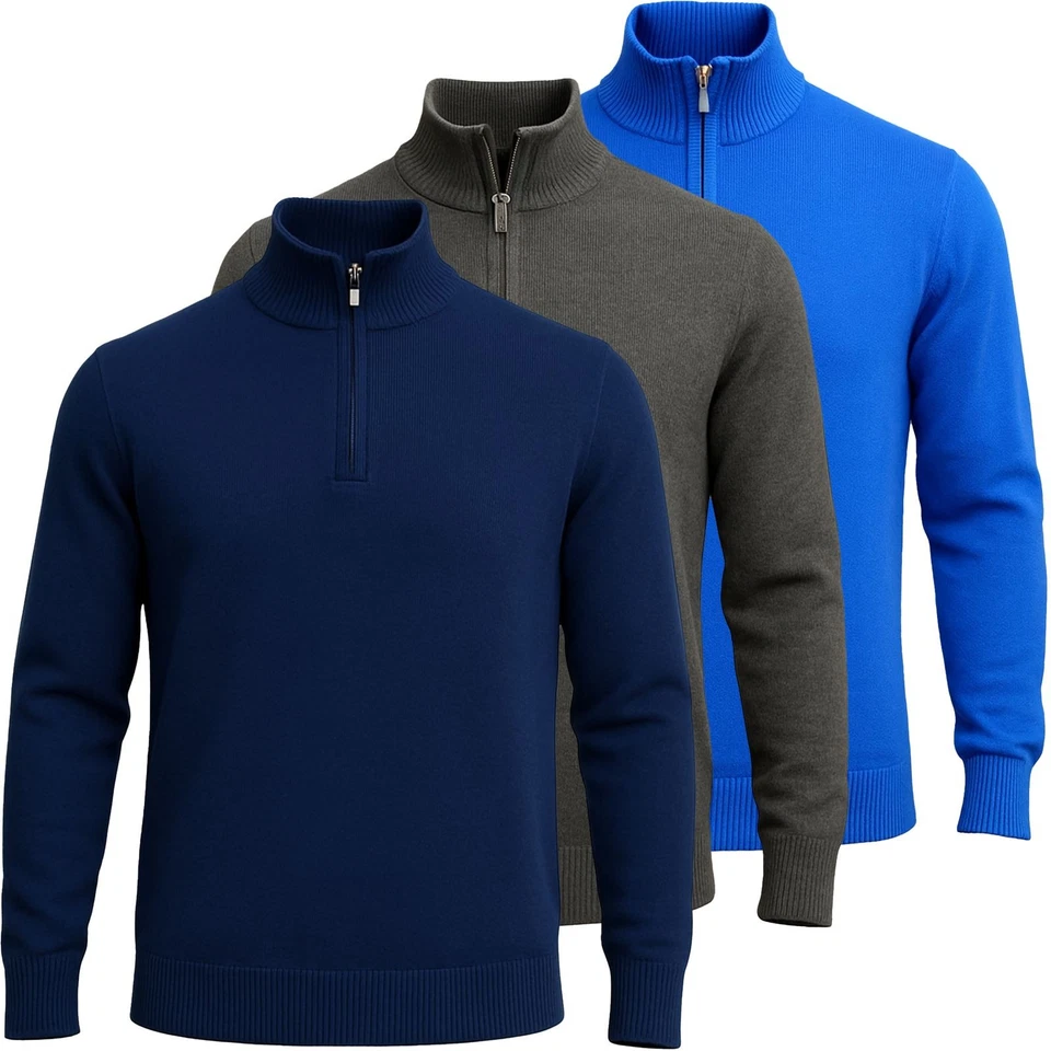 GENERIC Mens Half Zip Fleece Jacket Warm Winter Pullover Jumper Sweater Sweatshirt Tops