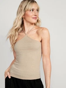 Old Navy kurz gesmoktes Crossover Neckholder Trägertop Shirt für Damen neu ohne Etikett - Bild 1 von 8