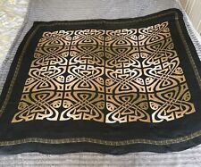 ICONIC CLASSIC VINTAGE ELEGANCE BIBA BLACK AND GOLD OMBRE 100% SILK SCARF SQUARE