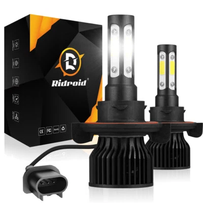 RIDROID pair 4-sides H13 9008 LED Headlight Kit 2400W 6000K 360000LM Hi/low Beam Bulbs