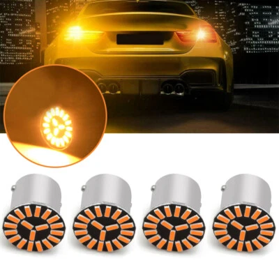 4x Amber Orange LED Rear Turn Signal Light Bulbs Blinker Indicator Car Universal - Image 1 of 4